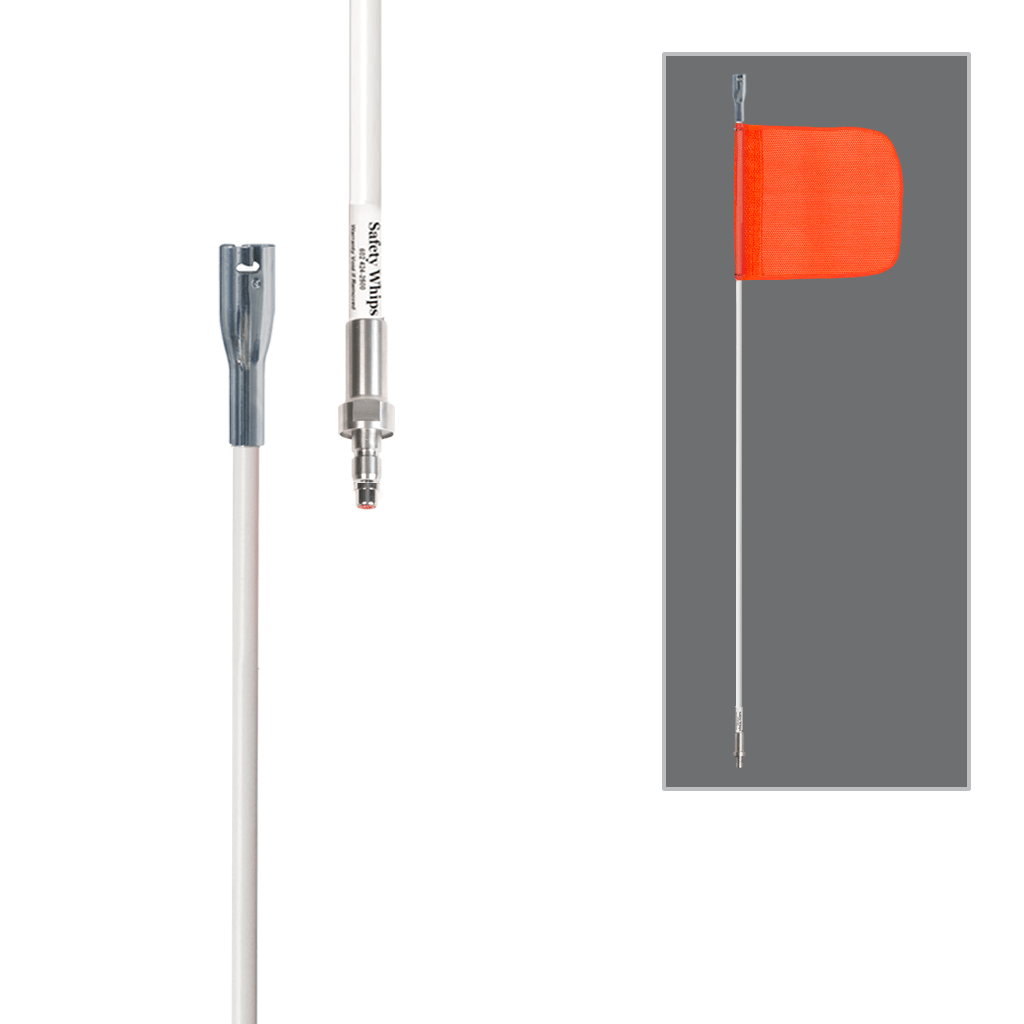 SafetyWhips 6', 1 Piece, Powered, Quick Disconnect, Heavy Duty Whip with Orange Flag