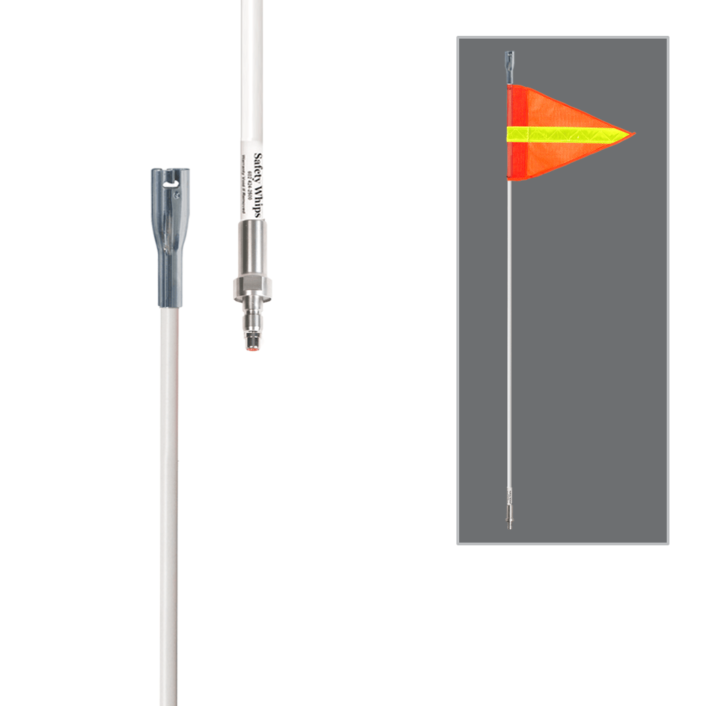 SafetyWhips 6', 1 Piece, Powered, Quick Disconnect, Heavy Duty Whip with Orange Flag (Yellow Stripe X)