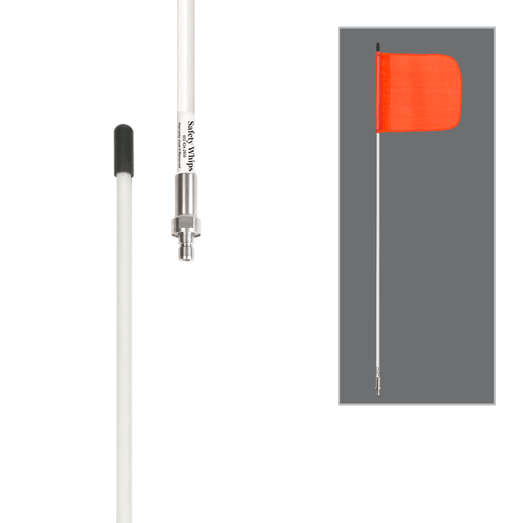 SafetyWhips 6', 1 Piece, Non-powered, Quick Disconnect, Heavy Duty Whip with Orange Flag