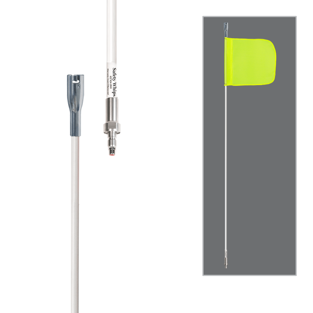 SafetyWhips 8', 1 Piece, Powered, Quick Disconnect, Heavy Duty Whip with Fluorescent Yellow Flag