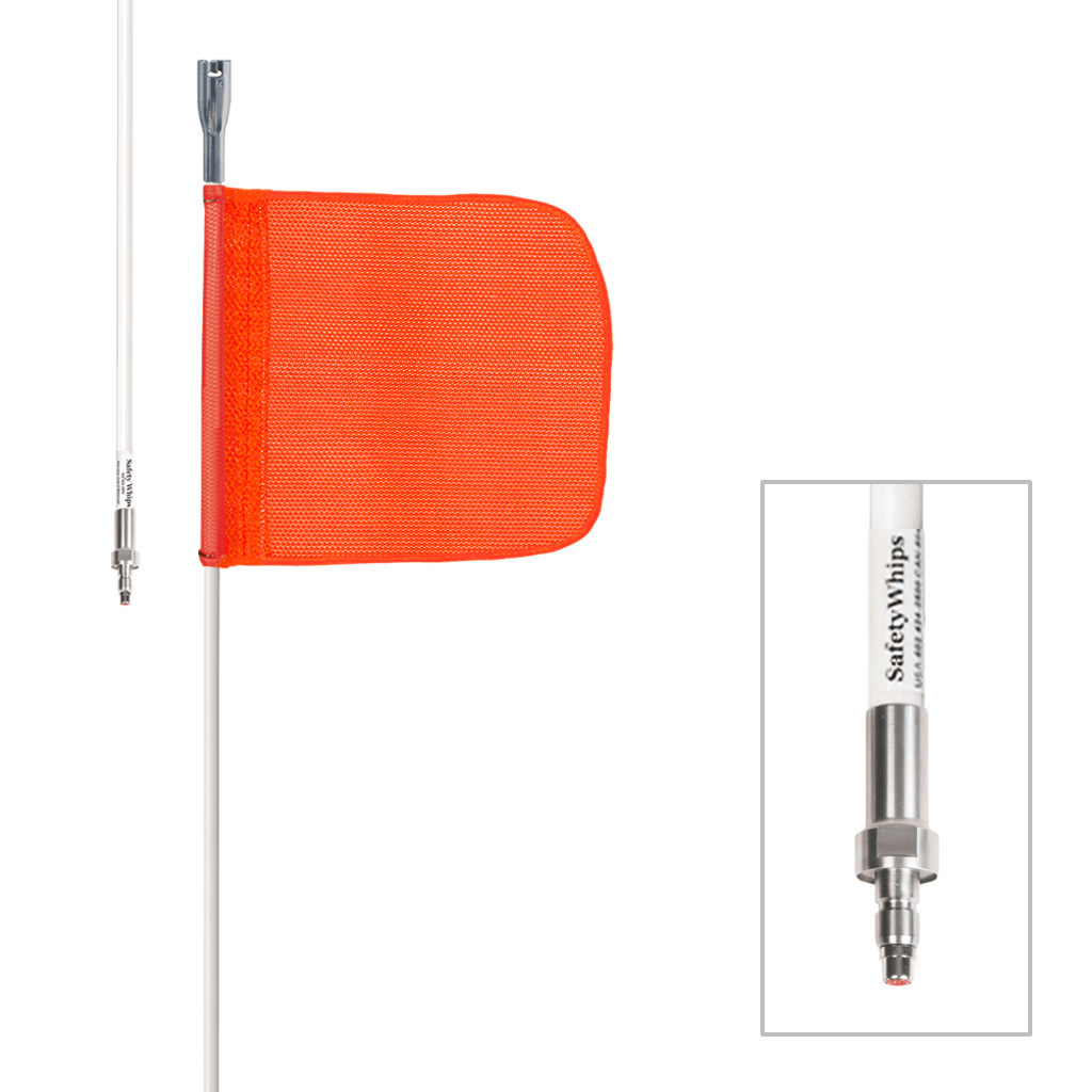 SafetyWhips 8', 1 Piece, Powered, Quick Disconnect, Heavy Duty Whip with Orange Flag