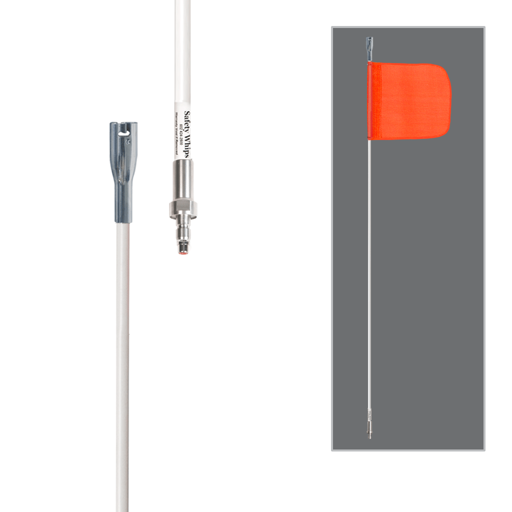 SafetyWhips 8', 1 Piece, Powered, Quick Disconnect, Heavy Duty Whip with Orange Flag