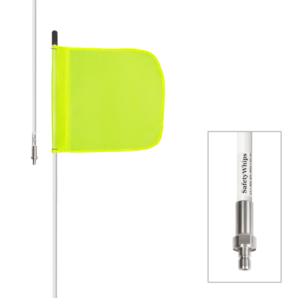 SafetyWhips 8', 1 Piece, Non-powered, Quick Disconnect, Heavy Duty Whip with Fluorescent Yellow Flag