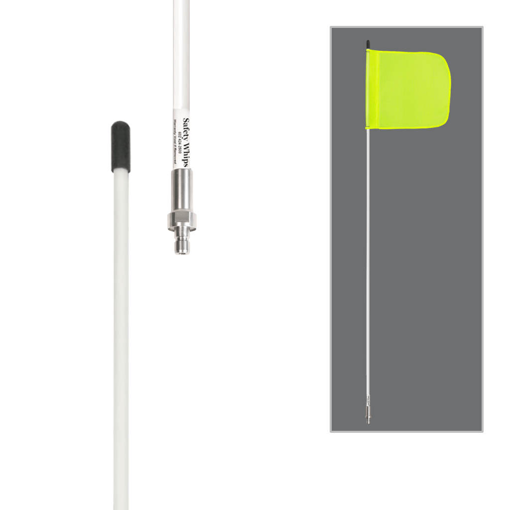 SafetyWhips 8', 1 Piece, Non-powered, Quick Disconnect, Heavy Duty Whip with Fluorescent Yellow Flag