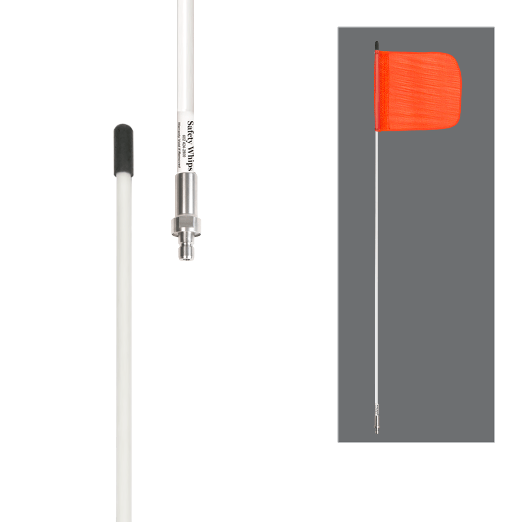 SafetyWhips 8', 1 Piece, Non-powered, Quick Disconnect, Heavy Duty Whip with Orange Flag
