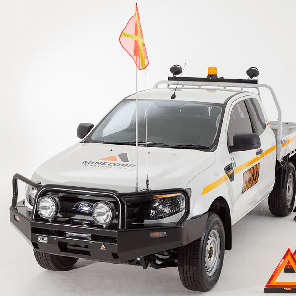 SafetyWhips 8', 1 Piece, Non-powered, Quick Disconnect, Heavy Duty Whip with Orange Flag (Yellow X)