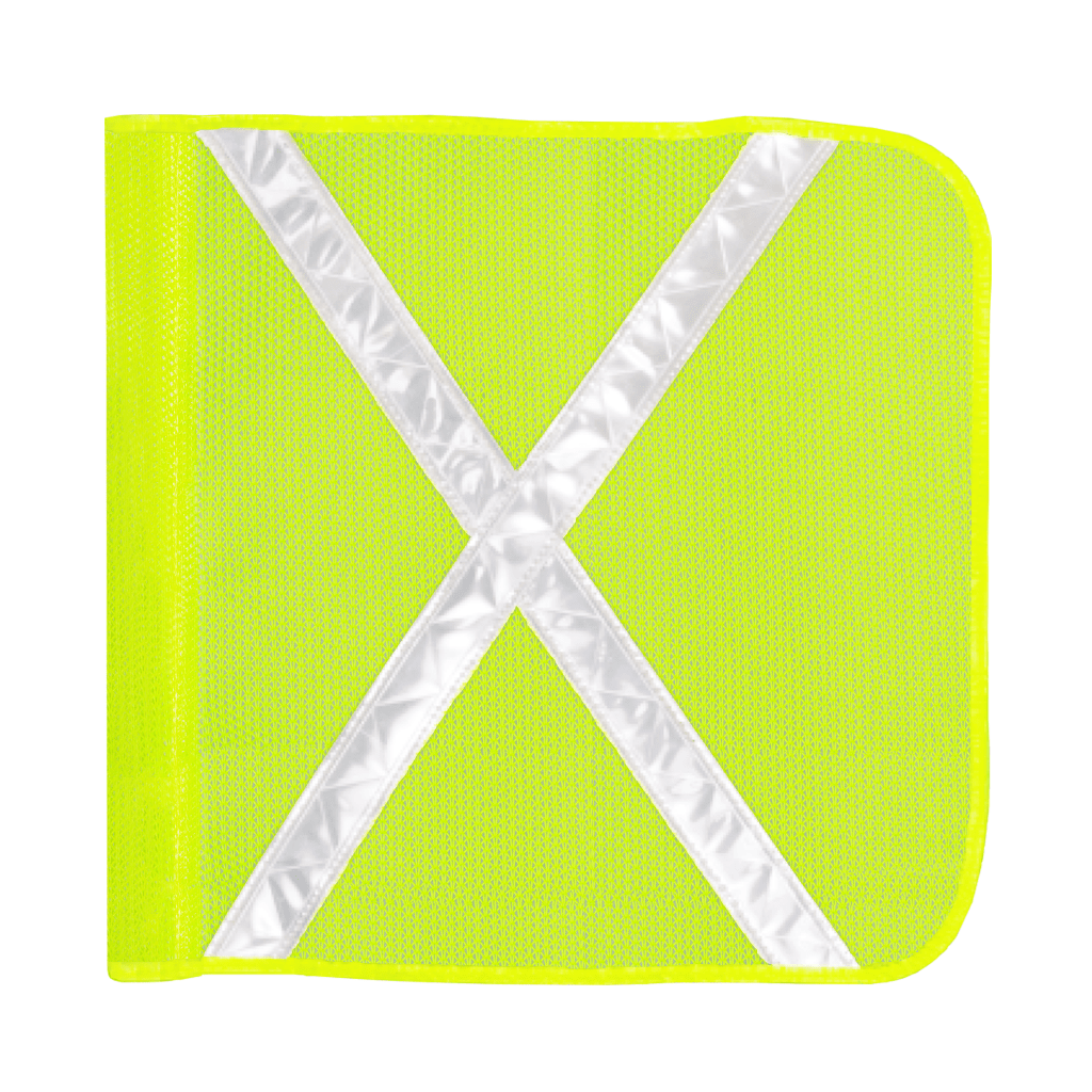 SafetyWhips 8', 1 Piece, Non-powered, Quick Disconnect, Heavy Duty Whip with Fluorescent Yellow Flag (White X)