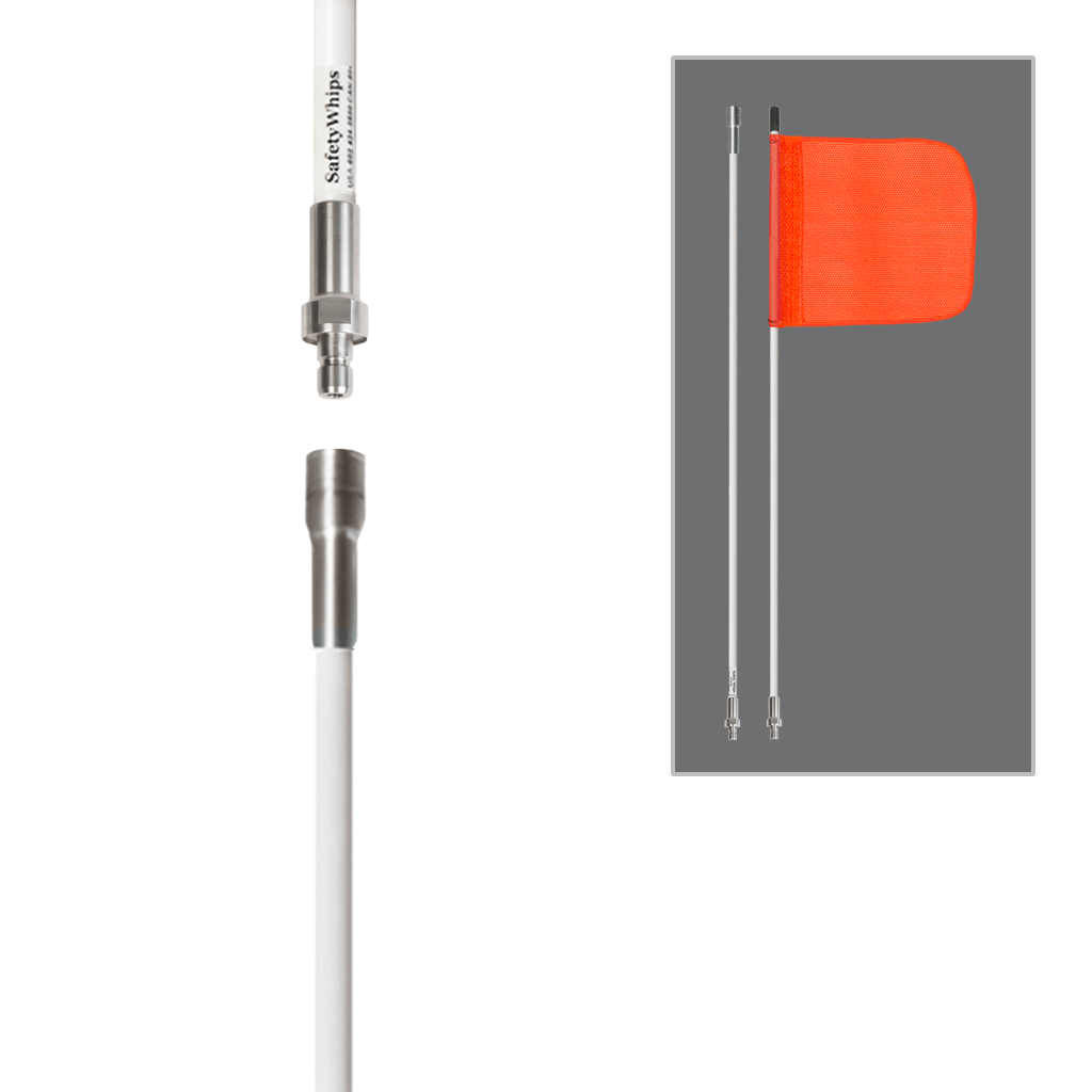 SafetyWhips 8', 2 Piece (Breakdown), Non-powered, Quick Disconnect, Heavy Duty Whip with Orange Flag