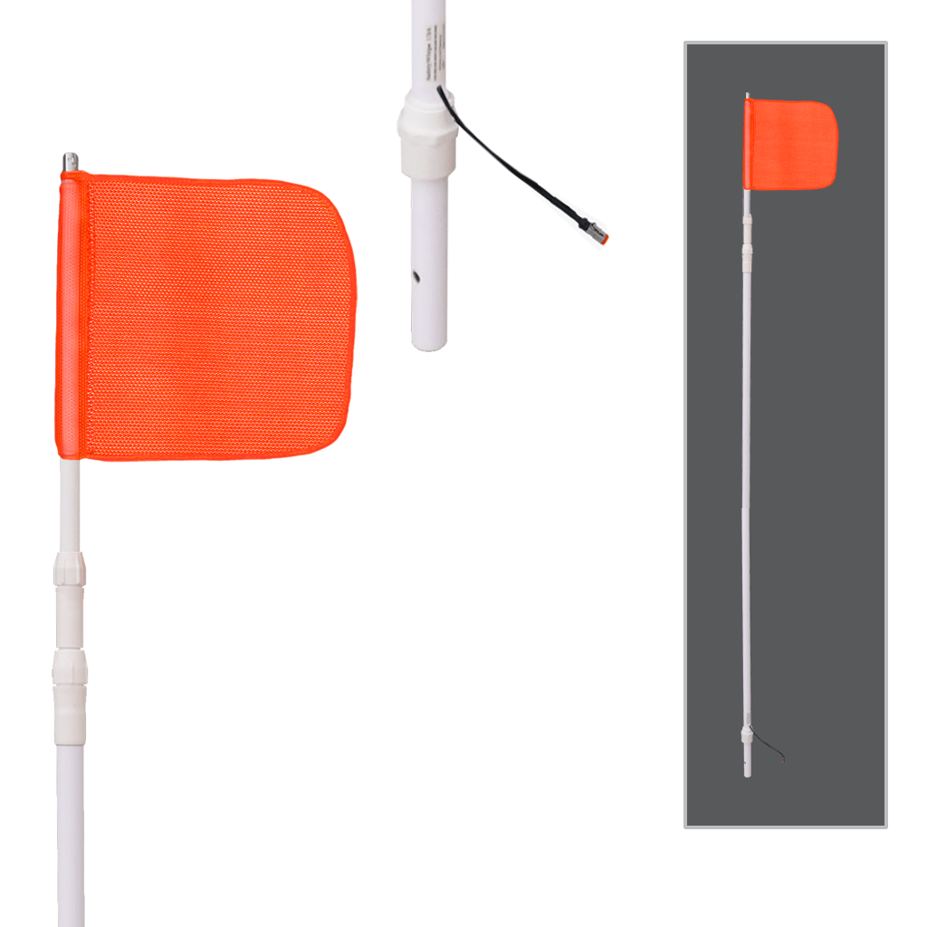 SafetyWhips 11', Powered, Heavy Duty Telescoping Whip with Orange Flag