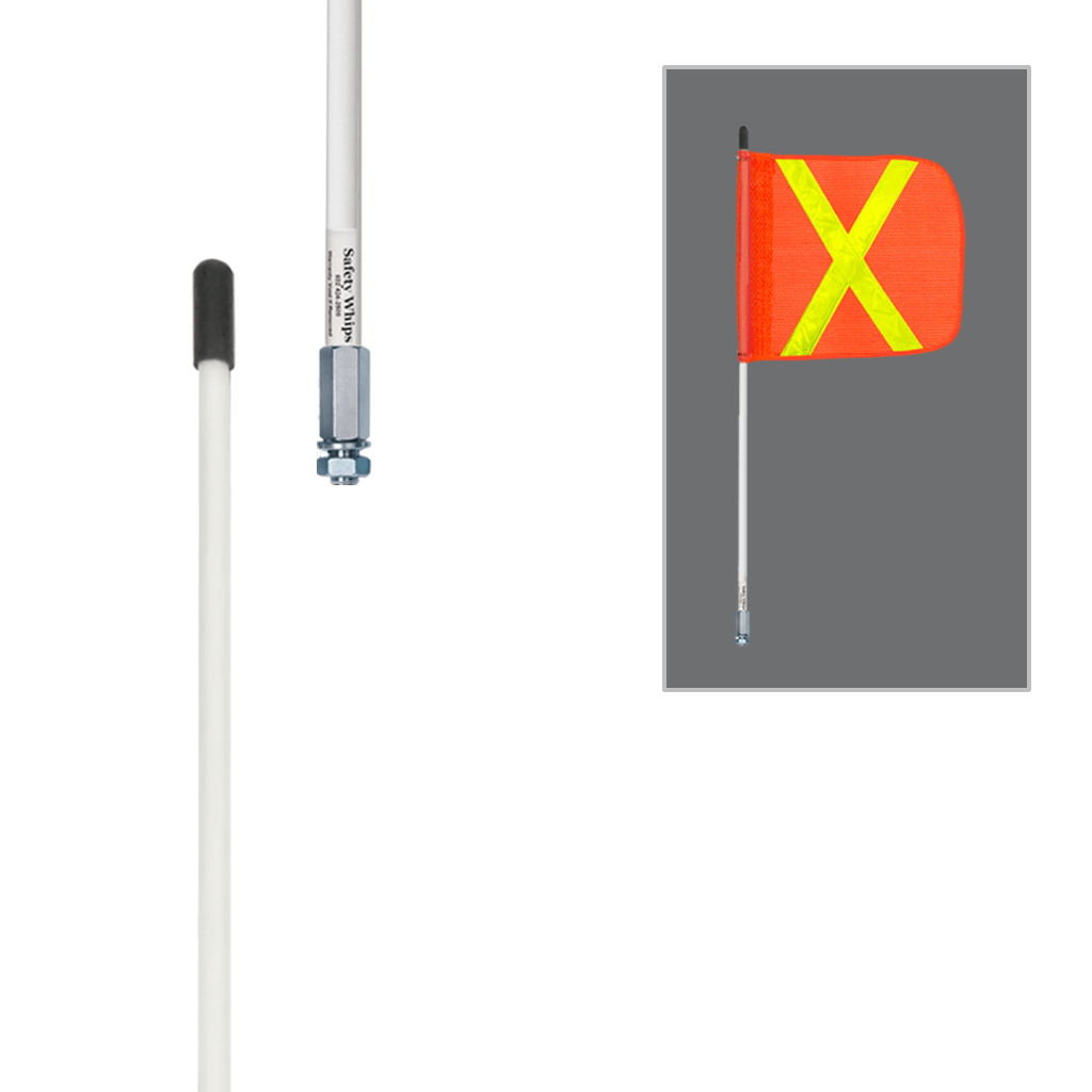 SafetyWhips 2', 1 Piece, Non-Powered, Threaded, Heavy Duty Whip with Orange Flag (Yellow X)