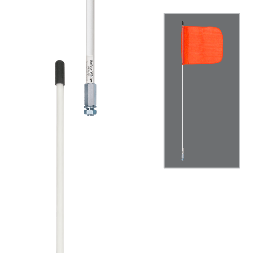 SafetyWhips 3', 1 Piece, Non-Powered, Threaded, Heavy Duty Whip with Orange Flag